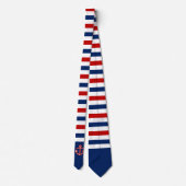 Nautic Marine Navy White Anchor Design Neck Tie Krawatte (Rückseite)