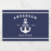 Nautic Maritime Anchor Ocean Lake House Schaumweinetikett (Einzelnes Label)