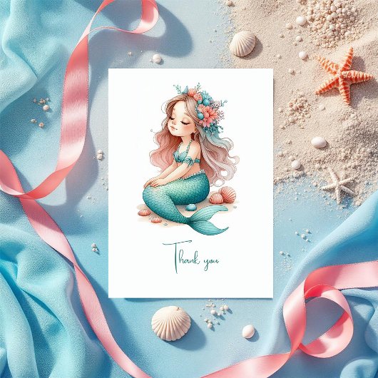 Nautic Mermaid Birthday Party Dankeskarte