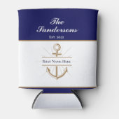 Nautic Modern Bold Blue Anchor Boat Name Dosenkühler (Vorderseite)