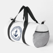 Nautic Modern Heart Anchor White & Navy Duffle Bag (Rechte Ecke)