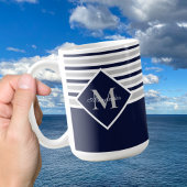 Nautic Modern Navy Blue Gray Monogram Kaffeetasse