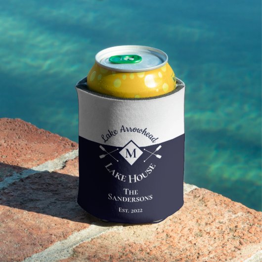 Nautic Modern Navy Blue Gray Monogram Lake House Dosenkühler (In Situ Pool)