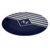 Nautic Modern Navy Blue Gray Monogram Schneidebrett (Ecke)