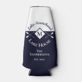 Nautic Modern Navy Blue Monogram Lake House Flaschenkühler (Vorderseite)