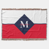 Nautic Modern Navy Blue Red Monogram Doormat Decke (Vorderseite)