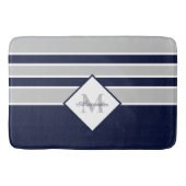 Nautic Modern Navy Gray Monogram Badematte (Vorderseite)