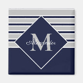 Nautic Modern Navy Gray Monogramm Magnet (Vorne)