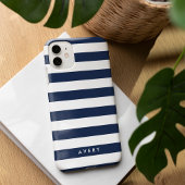 Nautic Modern Navy und White Strip Personalisiert Case-Mate iPhone Hülle