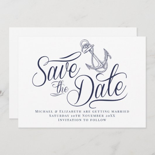 Nautic modern Save the Date Einladung (Vorne/Hinten)