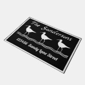Nautic Modern Schwarz-weiß Sandpipers Doormat Fußmatte (Schrägansicht)
