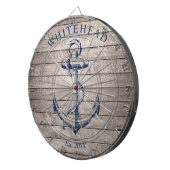 Nautic Monogram Anchor Beige Woge Dartscheibe (Vorderseite rechts)