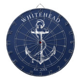 Nautic Monogram Anchor Navy Blue Dartscheibe (vorne)