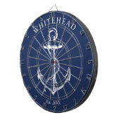 Nautic Monogram Anchor Navy Blue Dartscheibe (Vorderseite rechts)