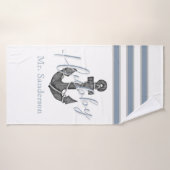 Nautic Monogram Dusty Blue Floral Anchor Beach Badehandtuch (Badehandtuch)