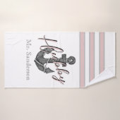 Nautic Monogram Dusty Rose Pink Floral Anker Badehandtuch (Badehandtuch)