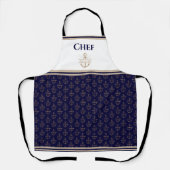 Nautic Monogram Navy Blue White Gold Schürze (Vorderseite)