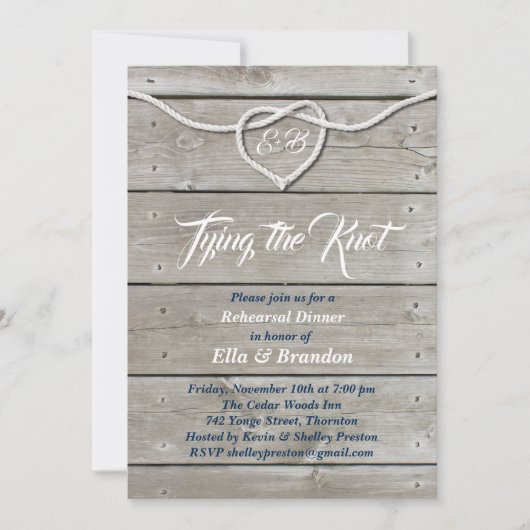 Nautic Monogram Probe Dinner Einladung (Vorderseite)