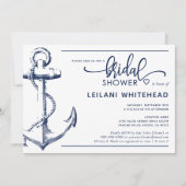 Nautic Navy Anchor Brautparty White Einladung (Vorderseite)