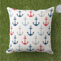 Nautic Navy Anchor Muster rot weiß und blau