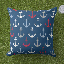 Nautic Navy Anchor Muster rot weiß und blau Kissen
