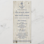 Nautic Navy Anchor Rustic Wood Wedding Programm (Vorderseite)