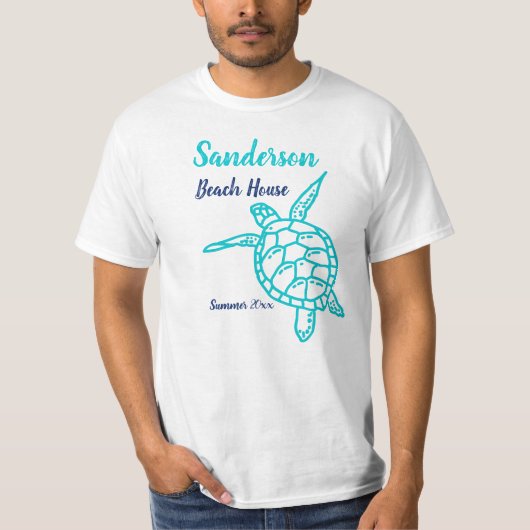 Nautic Navy Aquamarin Sea Turtle Beach House T-S T-Shirt (Vorderseite)