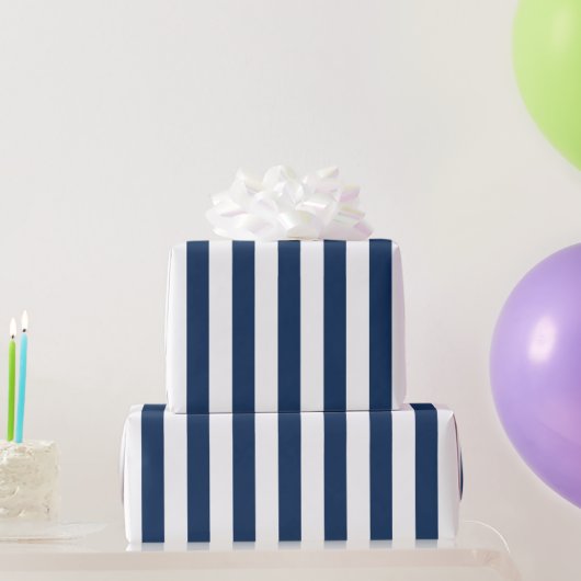 Nautic Navy Blau & Weiß Streifen Geschenkpapier (Partygeschenke)