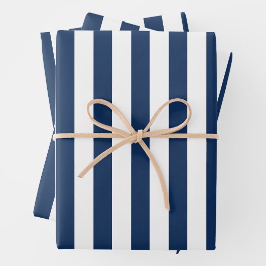 Nautic Navy Blau & Weiß Streifen Geschenkpapier Set (Beispiel)