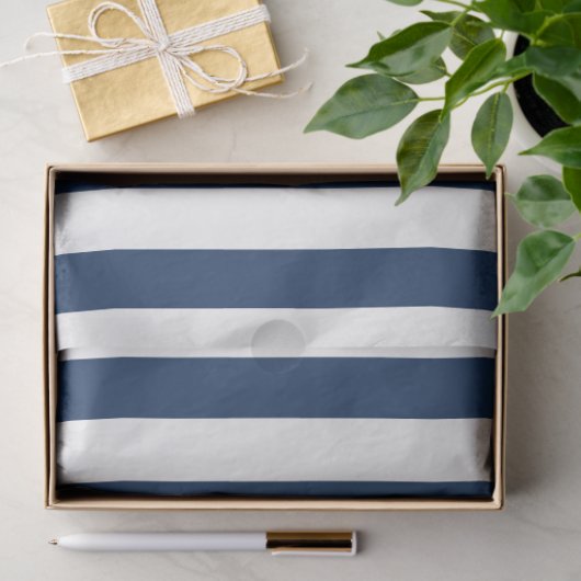 Nautic Navy Blau & Weiß Streifen Seidenpapier (Geschenk)