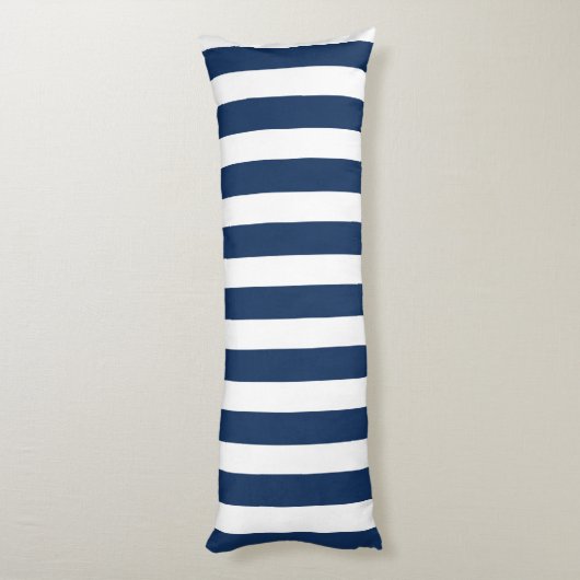 Nautic Navy Blau & Weiß Streifen Seitenschläferkissen (Rückseite (Vertikal))