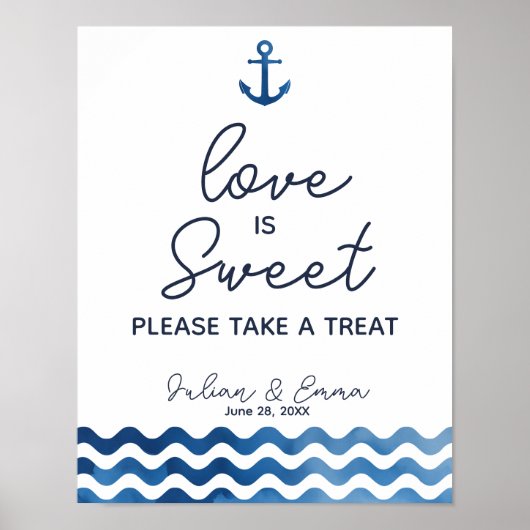 Nautic Navy blauen Liebe ist süß Print Poster (Vorne)
