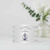 Nautic Navy Blu Anchor Silver Whit Platzkarten #2 (Stehend Vorderseite)