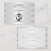 Nautic Navy Blu Anchor Silver Whit Platzkarten #2 (Vorne/Hinten)