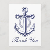 Nautic Navy Blue Achor Hochzeit Vielen Dank Postkarte (Vorderseite)
