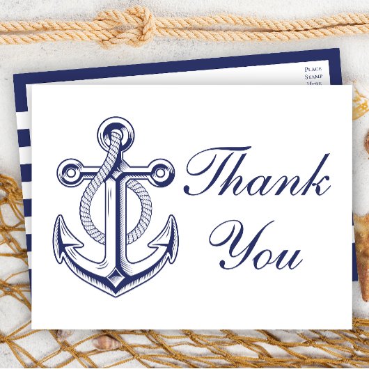 Nautic Navy Blue Achor Hochzeit Vielen Dank Postkarte