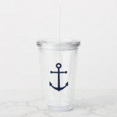 Nautic Navy Blue Anchor Acryltrinkbecher (Vorderseite)