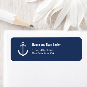 Nautic Navy Blue Anchor Address Labels