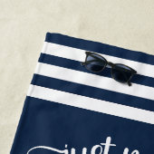 Nautic Navy Blue Anchor and Rope Just Married Strandtuch (Beispiel)