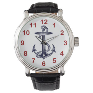 Nautic Navy Blue Anchor Armbanduhr