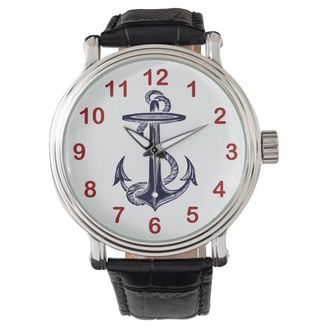 Nautic Navy Blue Anchor Armbanduhr (Vorderseite)