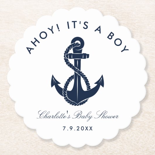 Nautic Navy Blue Anchor Baby Shooter Untersetzer (Vorderseite)