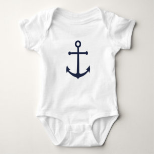 Nautic Navy Blue Anchor Baby Strampler