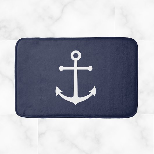 Nautic Navy Blue Anchor Badematte