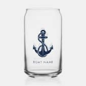 Nautic Navy Blue Anchor Boat Name Custom Dosenglas (Vorderseite)