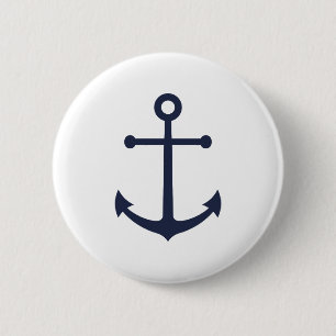 Nautic Navy Blue Anchor Button