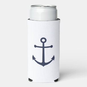 Nautic Navy Blue Anchor Can Cooler Selters Dosenkühler