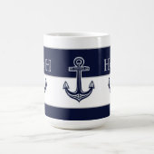 Nautic Navy Blue Anchor Coastal Monogram Coffee Kaffeetasse (Mittel)