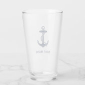 Nautic Navy Blue Anchor Custom Boat Name Glas (Rückseite)