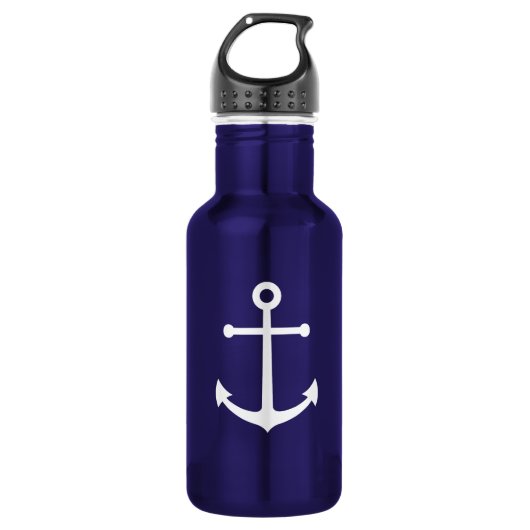 Nautic Navy Blue Anchor Edelstahlflasche (Vorderseite)